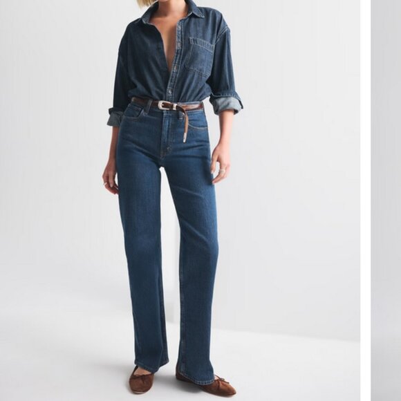 Abercrombie & Fitch The 90s Relaxed High Jeans dark wash 00 24 - Picture 4 of 5